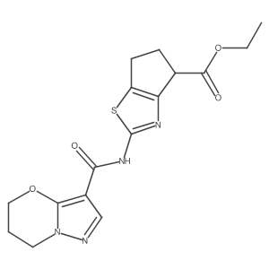 ethyl 2-(6,7-dihydro-5H-pyrazolo[5,1-b][1,3]oxazine-3-carboxamido)-5,6-dihydro-4H-cyclopenta[d]thiazole-4-carboxylate结构式