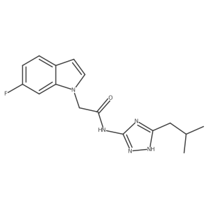 2-(6-fluoro-1H-indol-1-yl)-N-[3-(2-methylpropyl)-1H-1,2,4-triazol-5-yl]acetamide Structure