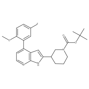 1,1-Dimethylethyl 3-[4-(5-fluoro-2-methoxyphenyl)-1H-pyrrolo[2,3-b]pyridin-2-yl]-1-piperidinecarboxylate结构式
