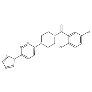 (4-(6-(1H-1,2,4-triazol-1-yl)pyridazin-3-yl)piperazin-1-yl)(5-bromo-2-chlorophenyl)methanone Structure