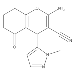 2-amino-4-(1-methyl-1H-pyrazol-5-yl)-5-oxo-5,6,7,8-tetrahydro-4H-chromene-3-carbonitrile Structure
