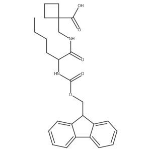 1-{[(2S)-2-({[(9H-fluoren-9-yl)methoxy]carbonyl}amino)hexanamido]methyl}cyclobutane-1-carboxylic acid结构式