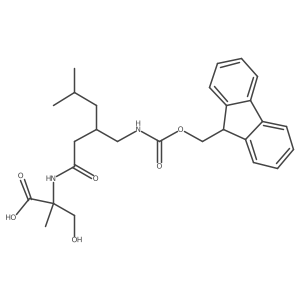 2-[(3S)-3-[({[(9H-fluoren-9-yl)methoxy]carbonyl}amino)methyl]-5-methylhexanamido]-3-hydroxy-2-methylpropanoic acid Structure