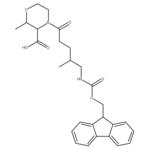 4-[5-({[(9H-fluoren-9-yl)methoxy]carbonyl}amino)-4-methylpentanoyl]-2-methylmorpholine-3-carboxylic acid Structure