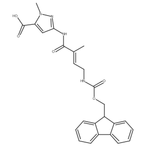 3-[4-({[(9H-fluoren-9-yl)methoxy]carbonyl}amino)-2-methylbut-2-enamido]-1-methyl-1H-pyrazole-5-carboxylic acid结构式