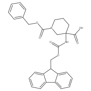 3-((((9H-Fluoren-9-YL)methoxy)carbonyl)amino)-1-((benzyloxy)carbonyl)piperidine-3-carboxylic acid结构式