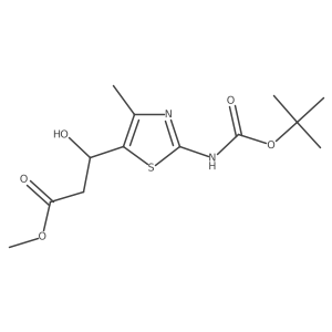 methyl (3S)-3-(2-{[(tert-butoxy)carbonyl]amino}-4-methyl-1,3-thiazol-5-yl)-3-hydroxypropanoate结构式