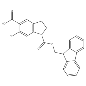 6-chloro-1-{[(9H-fluoren-9-yl)methoxy]carbonyl}-2,3-dihydro-1H-indole-5-carboxylic acid Structure