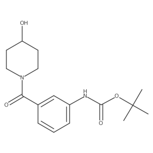 tert-butyl N-[3-(4-hydroxypiperidine-1-carbonyl)phenyl]carbamate结构式