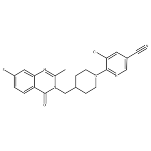 5-Chloro-6-[4-[(7-fluoro-2-methyl-4-oxoquinazolin-3-yl)methyl]piperidin-1-yl]pyridine-3-carbonitrile结构式