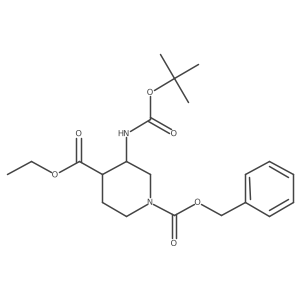 (3R,4S)-3-tert-Butoxycarbonylamino-piperidine-1,4-dicarboxylic acid 1-benzyl ester 4-ethyl ester结构式
