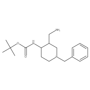 Tert-butyl N-[(3R,4R)-3-(aminomethyl)-1-benzylpiperidin-4-yl]carbamate结构式