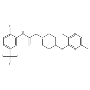 N-[2-chloro-5-(trifluoromethyl)phenyl]-2-{4-[(3,6-dimethylpyrazin-2-yl)oxy]piperidin-1-yl}acetamide结构式