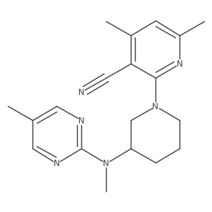 4,6-Dimethyl-2-{3-[methyl(5-methylpyrimidin-2-yl)amino]piperidin-1-yl}pyridine-3-carbonitrile结构式