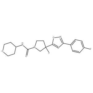 3-fluoro-3-[3-(4-fluorophenyl)-1,2,4-oxadiazol-5-yl]-N-(oxan-4-yl)pyrrolidine-1-carboxamide Structure