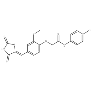 (Z)-N-(4-chlorophenyl)-2-(2-methoxy-4-((2-oxo-4-thioxothiazolidin-5-ylidene)methyl)phenoxy)acetamide结构式