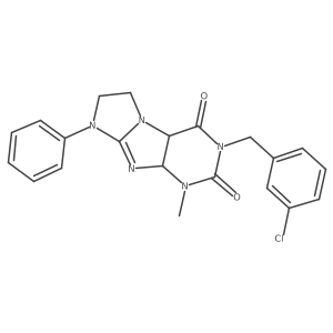 2-[(3-Chlorophenyl)methyl]-4-methyl-6-phenyl-4a,7,8,9a-tetrahydropurino[7,8-a]imidazole-1,3-dione结构式
