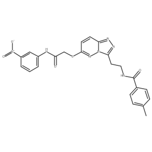 4-methyl-N-(2-(6-((2-((3-nitrophenyl)amino)-2-oxoethyl)thio)-[1,2,4]triazolo[4,3-b]pyridazin-3-yl)ethyl)benzamide结构式