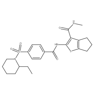 2-(4-((2-ethylpiperidin-1-yl)sulfonyl)benzamido)-N-methyl-5,6-dihydro-4H-cyclopenta[b]thiophene-3-carboxamide结构式