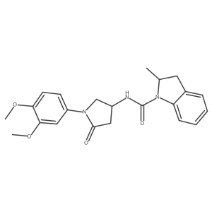 N-(1-(3,4-dimethoxyphenyl)-5-oxopyrrolidin-3-yl)-2-methylindoline-1-carboxamide结构式