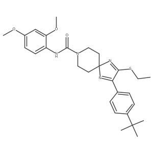 2-(4-tert-butylphenyl)-N-(2,4-dimethoxyphenyl)-3-(ethylthio)-1,4,8-triazaspiro[4.5]deca-1,3-diene-8-carboxamide Structure