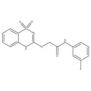 2-((1,1-dioxido-4H-benzo[e][1,2,4]thiadiazin-3-yl)thio)-N-(3-fluorophenyl)acetamide Structure