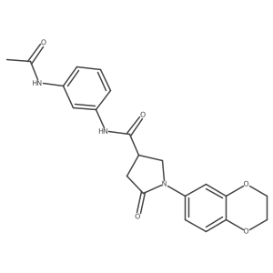 N-[3-(acetylamino)phenyl]-1-(2,3-dihydro-1,4-benzodioxin-6-yl)-5-oxopyrrolidine-3-carboxamide Structure