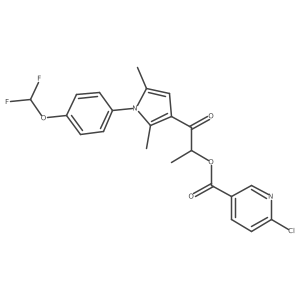 1-{1-[4-(difluoromethoxy)phenyl]-2,5-dimethyl-1H-pyrrol-3-yl}-1-oxopropan-2-yl 6-chloropyridine-3-carboxylate结构式