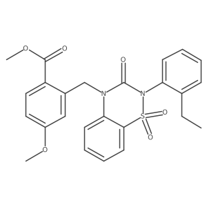 methyl 2-((2-(2-ethylphenyl)-1,1-dioxido-3-oxo-2H-benzo[e][1,2,4]thiadiazin-4(3H)-yl)methyl)-4-methoxybenzoate Structure