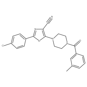 2-(4-Chlorophenyl)-5-(4-(3-methylbenzoyl)piperazin-1-yl)oxazole-4-carbonitrile结构式