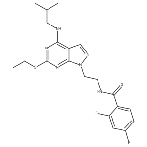 N-(2-(6-(ethylthio)-4-(isobutylamino)-1H-pyrazolo[3,4-d]pyrimidin-1-yl)ethyl)-2,4-difluorobenzamide Structure