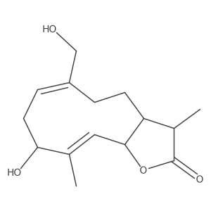 Cyclodeca[b]furan-2(3H)-one, 3a,4,5,8,9,11a-hexahydro-9-hydroxy-6-(hydroxymethyl)-3,10-dimethyl-, [3S-(3R*,3aR*,6Z,9R*,10E,11aR*)]- Structure