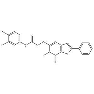 N-(3-fluoro-4-methylphenyl)-2-((3-methyl-4-oxo-6-phenyl-3,4-dihydrothieno[3,2-d]pyrimidin-2-yl)thio)acetamide Structure