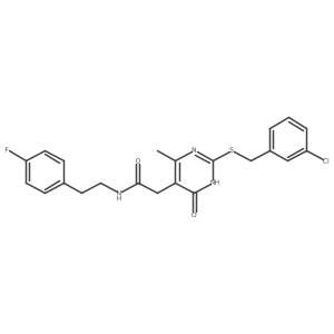 2-(2-((3-chlorobenzyl)thio)-4-methyl-6-oxo-1,6-dihydropyrimidin-5-yl)-N-(4-fluorophenethyl)acetamide结构式