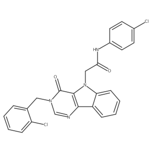 2-(3-(2-chlorobenzyl)-4-oxo-3H-pyrimido[5,4-b]indol-5(4H)-yl)-N-(4-chlorophenyl)acetamide结构式
