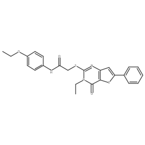 N-(4-ethoxyphenyl)-2-({3-ethyl-4-oxo-6-phenyl-3H,4H-thieno[3,2-d]pyrimidin-2-yl}sulfanyl)acetamide结构式