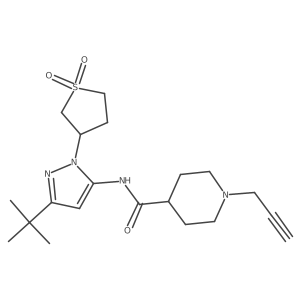 N-[5-Tert-butyl-2-(1,1-dioxothiolan-3-yl)pyrazol-3-yl]-1-prop-2-ynylpiperidine-4-carboxamide结构式