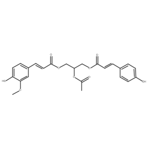 2-Propenoic acid, 3-(4-hydroxy-3-methoxyphenyl)-, 2-(acetyloxy)-3-[[3-(4-hydroxyphenyl)-1-oxo-2-propen-1-yl]oxy]propyl ester Structure