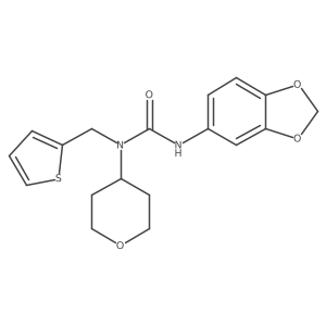 3-(benzo[d][1,3]dioxol-5-yl)-1-(tetrahydro-2H-pyran-4-yl)-1-(thiophen-2-ylmethyl)urea结构式
