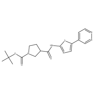 (S)-tert-butyl 3-(5-(pyridazin-4-yl)thiazol-2-ylcarbamoyl)pyrrolidine-1-carboxylate结构式