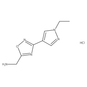 (3-(1-ethyl-1H-pyrazol-4-yl)-1,2,4-oxadiazol-5-yl)methanamine hydrochloride结构式