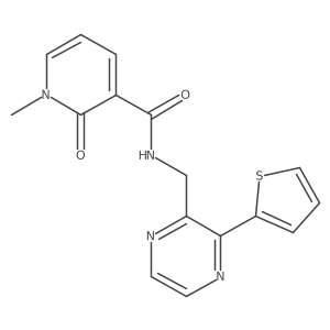 1-methyl-2-oxo-N-((3-(thiophen-2-yl)pyrazin-2-yl)methyl)-1,2-dihydropyridine-3-carboxamide结构式