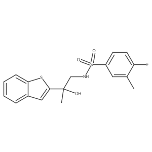 N-(2-(benzo[b]thiophen-2-yl)-2-hydroxypropyl)-4-fluoro-3-methylbenzenesulfonamide结构式