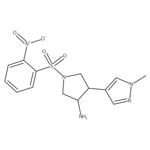 rac-(3R,4S)-4-(1-methyl-1H-pyrazol-4-yl)-1-(2-nitrobenzenesulfonyl)pyrrolidin-3-amine结构式