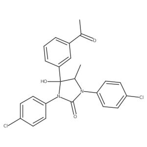 4-(3-Acetylphenyl)-1,3-bis(4-chlorophenyl)-4-hydroxy-5-methyl-2-imidazolidinone结构式