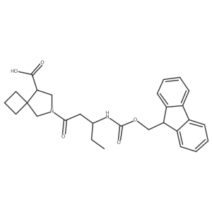 6-[(3S)-3-({[(9H-fluoren-9-yl)methoxy]carbonyl}amino)pentanoyl]-6-azaspiro[3.4]octane-8-carboxylic acid结构式