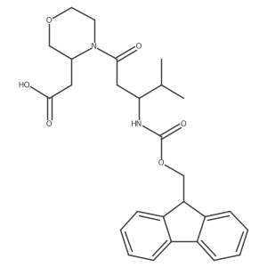 2-{4-[(3R)-3-({[(9H-fluoren-9-yl)methoxy]carbonyl}amino)-4-methylpentanoyl]morpholin-3-yl}acetic acid结构式