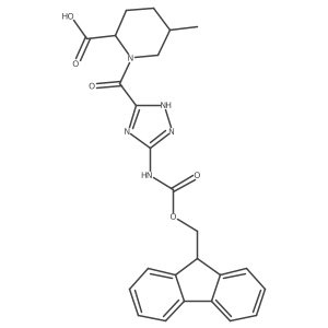 1-[5-({[(9H-fluoren-9-yl)methoxy]carbonyl}amino)-1H-1,2,4-triazole-3-carbonyl]-5-methylpiperidine-2-carboxylic acid结构式