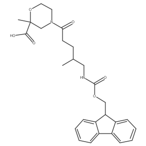 4-[5-({[(9H-fluoren-9-yl)methoxy]carbonyl}amino)-4-methylpentanoyl]-2-methylmorpholine-2-carboxylic acid Structure