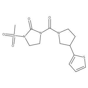 1-methylsulfonyl-3-[3-(2-thienyl)pyrrolidine-1-carbonyl]imidazolidin-2-one结构式